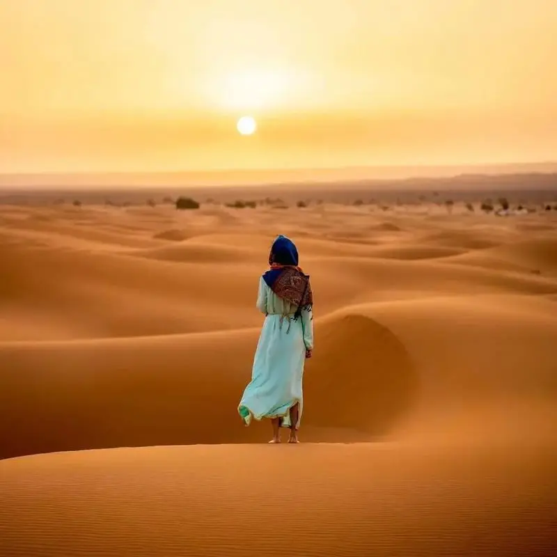 Viajera contemplando las dunas del Sahara