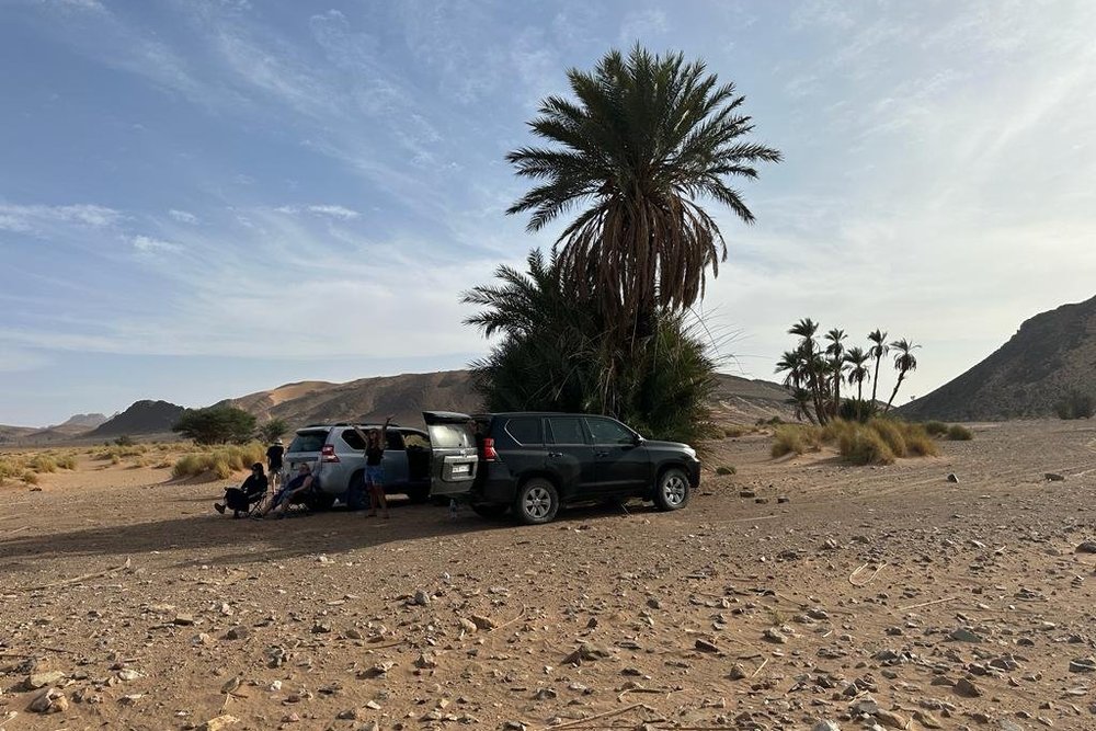 Parada en un oasis del desierto